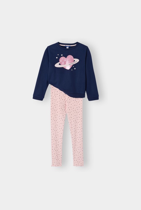 Pyjama planète coeur bleu fille 1