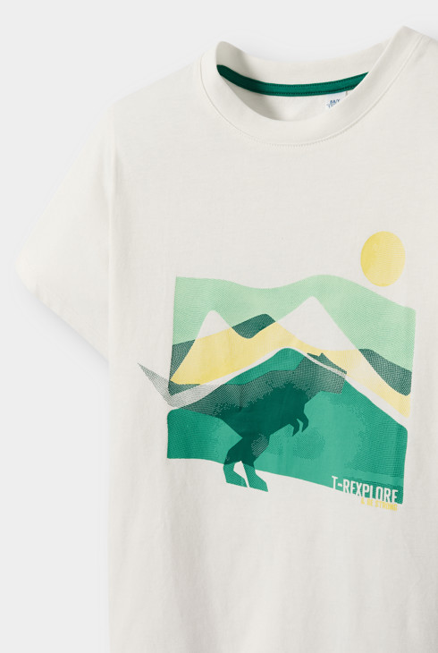 Camiseta estampada con dinosaurios, color blanco crudo, para niño 2
