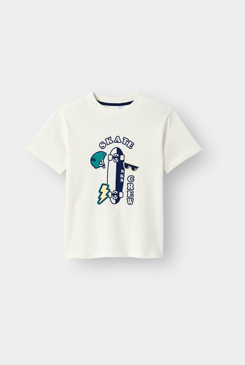 Camiseta blanca con el mensaje «Skate crew» para niño 2
