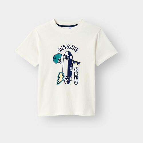 T-shirt Blanc À Message "skate Crew" Garçon - Ecru - 14A - OKAIDI