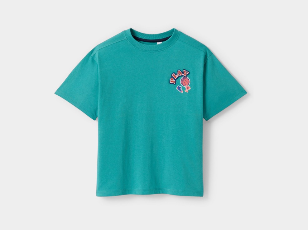 Grünes T-Shirt mit Basketball-Motiv für Jungen 2