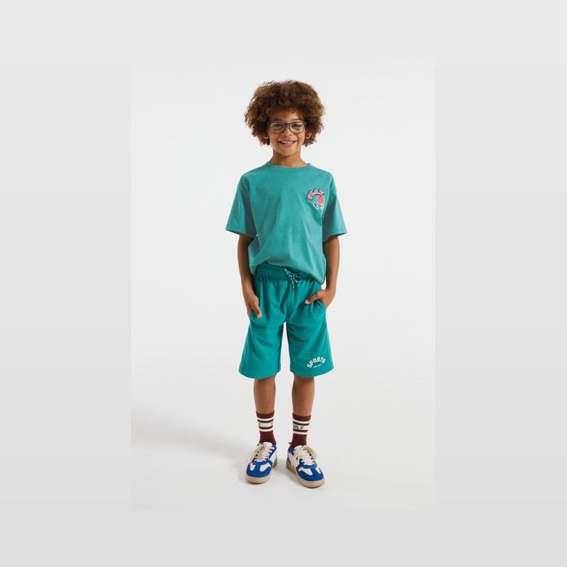 Groen T-shirt met basketbalmotief voor jongens