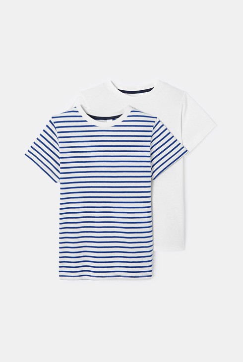 T-shirt rayé et uni bleu garçon (lot de 2) 1