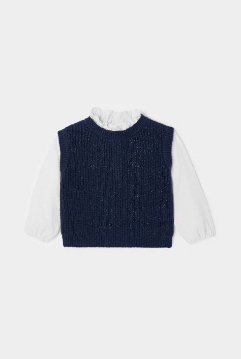 Maglione blu effetto 2 in 1 per bambina 1