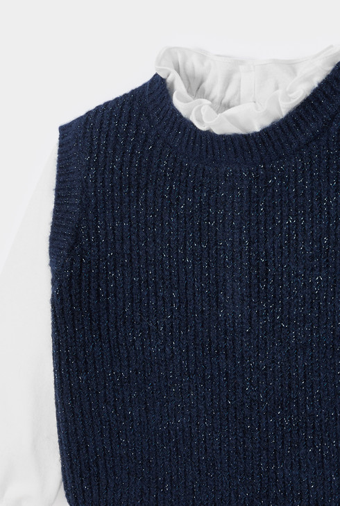Maglione blu effetto 2 in 1 per bambina 2
