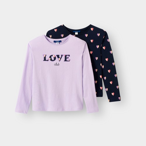 T-shirt Manches Longues Mauve Fille (lot De 2) - Violet Lupin - 8A - OKAIDI