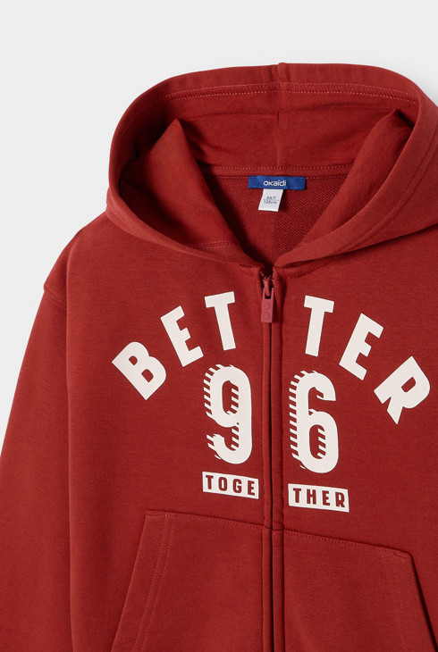 Sweat à capuche zippé rouge garçon 2