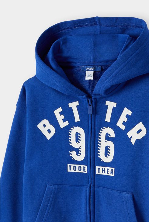 Sweat zippé molleton bleu garçon
