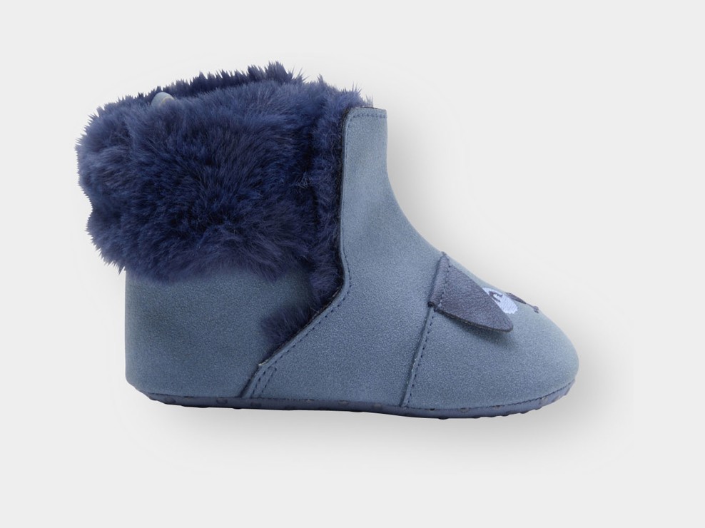 Chaussons fourrés bleu bébé garçon 1