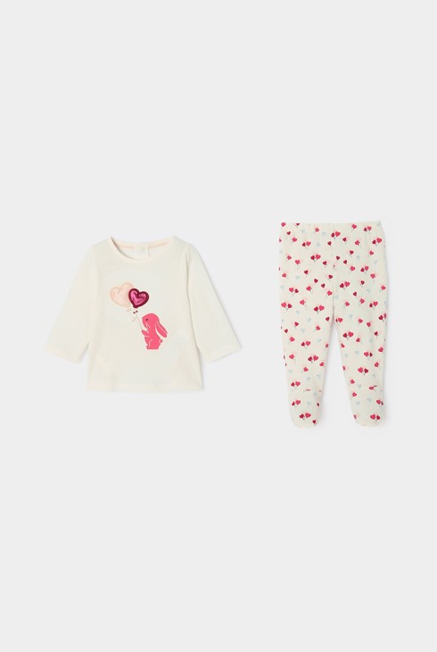 Ausgefallener Pyjama mit rosa Herzchen für Baby-Mädchen 1