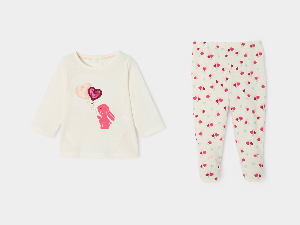 Pijama de fantasía con corazones rosas para bebé niña 1