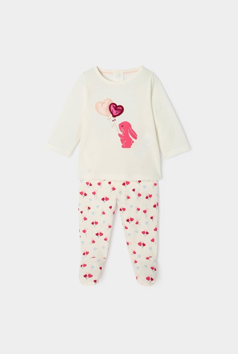 Ausgefallener Pyjama mit rosa Herzchen für Baby-Mädchen 2