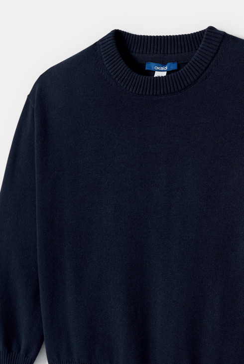 Pull maille tricot bleu marine garçon 2