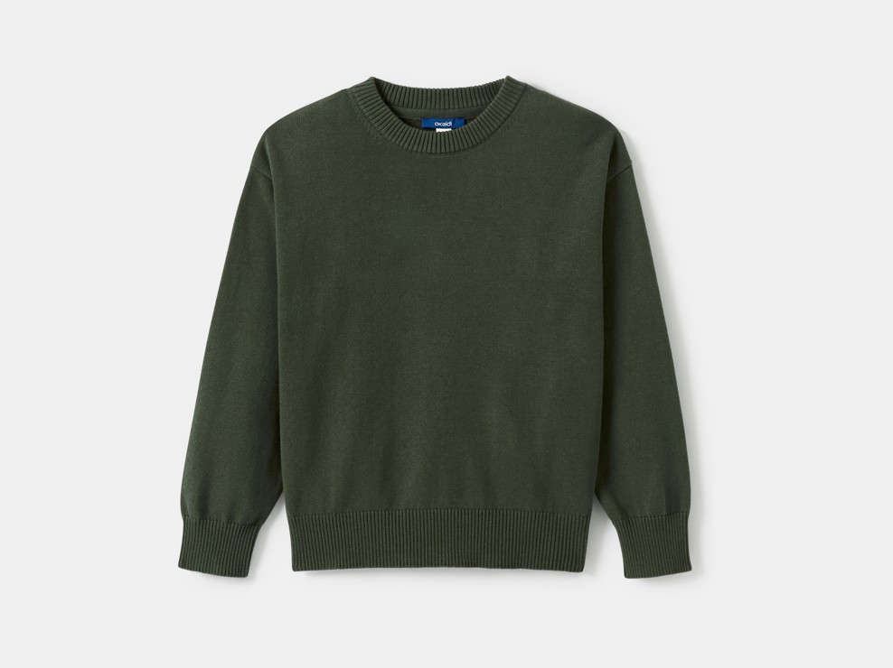 Pull maille tricot vert foncé garçon 1