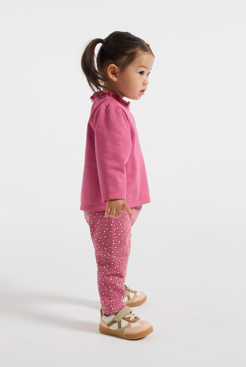Legging molleton puzzle rose bébé fille 1
