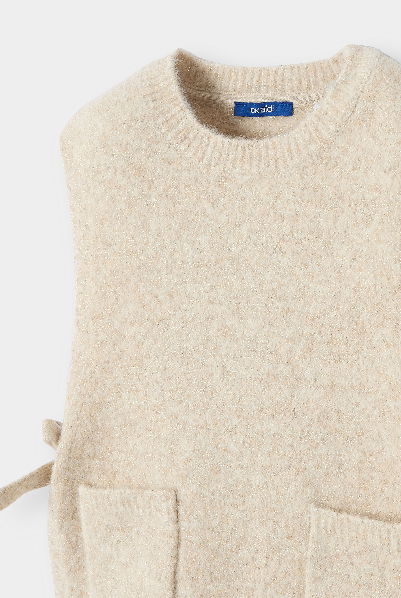 Pull sans manches beige fille - beige chiné pâle