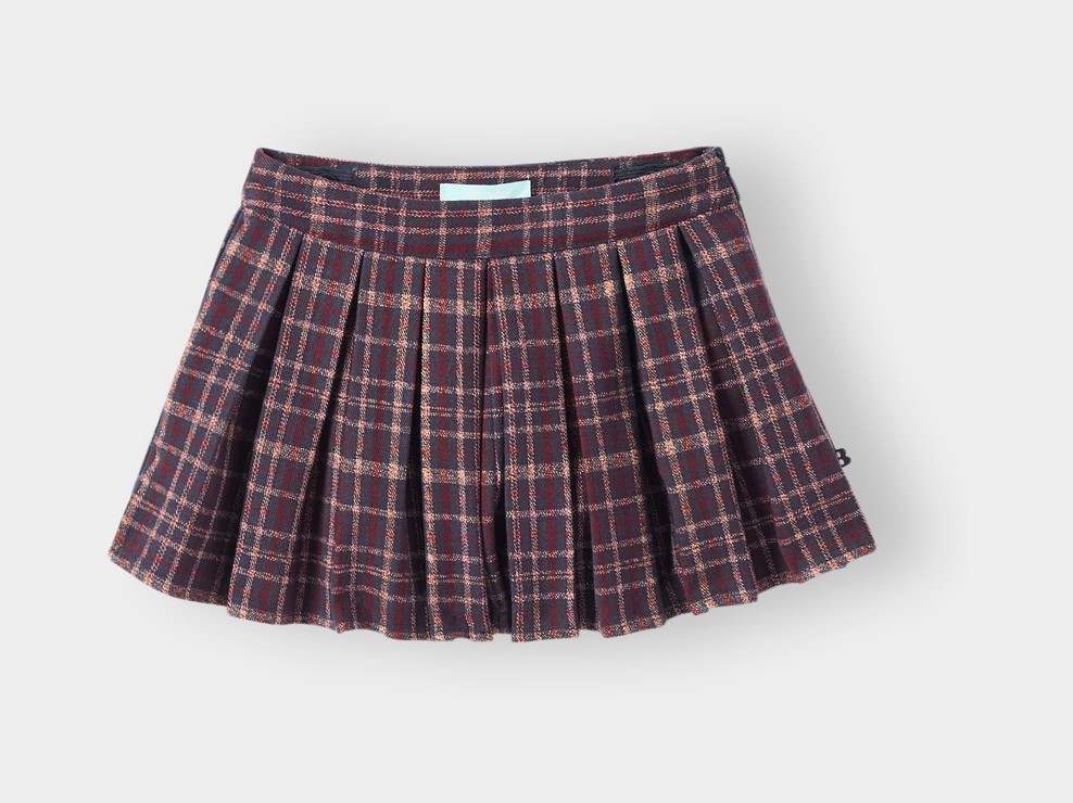 Short plissé à carreaux bleu bébé fille 1
