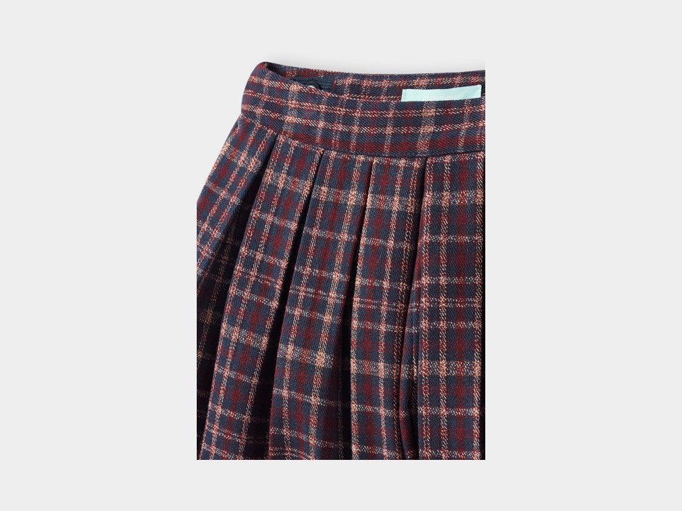 Short plissé à carreaux bleu bébé fille 2