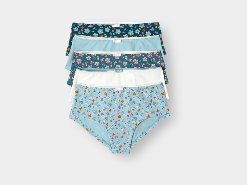 Culotte boxer fleurs bleu fille (lot de 5) 1