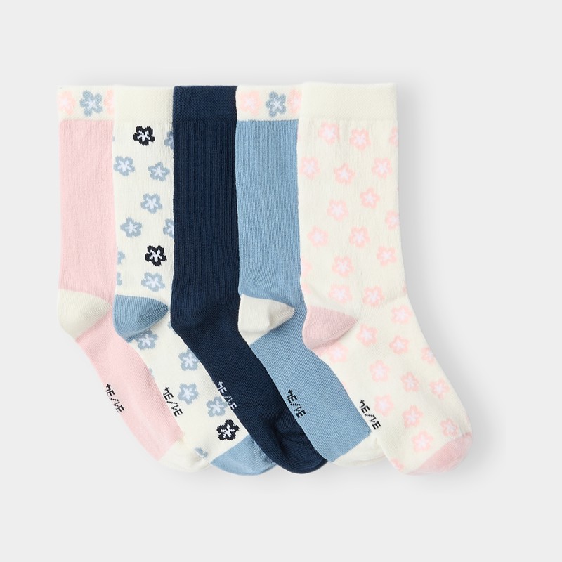 Set van 5 veelkleurige sokken met bloemenmotief voor meisjes