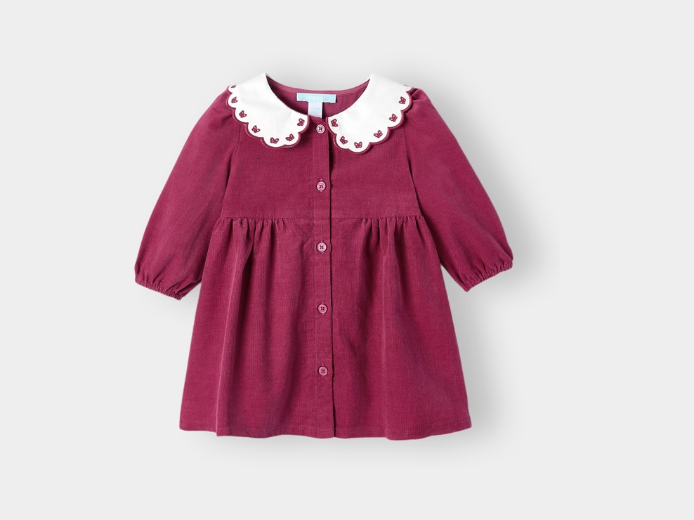 Robe velours côtelée bordeaux bébé fille 1