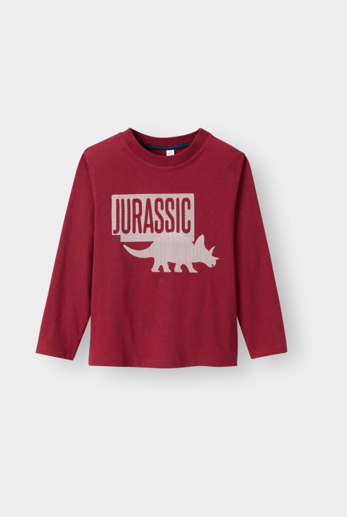 T-shirt dinosaure rouge garçon 1