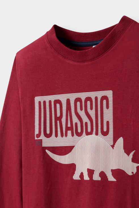 T-shirt dinosaure rouge garçon 2