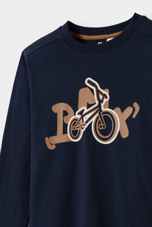 Marineblauw T-shirt met lange mouwen voor jongens 2