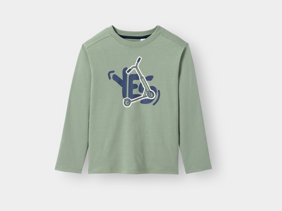 T-shirt trottinette vert garçon 1