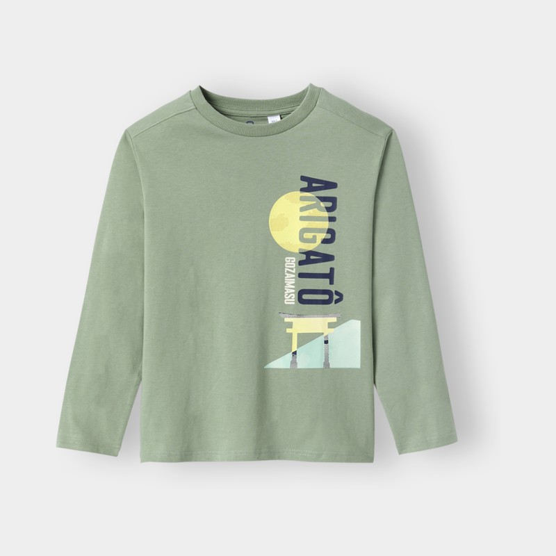 Groen T-shirt met lange mouwen voor jongens