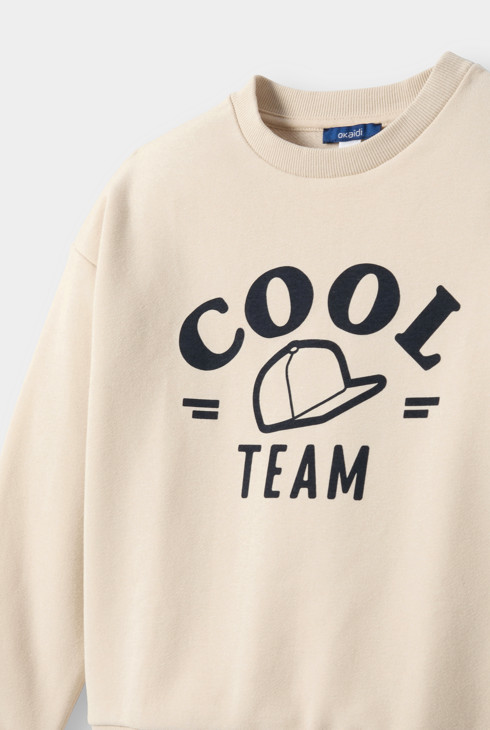 Sweat molleton casquette blanc crème garçon 2