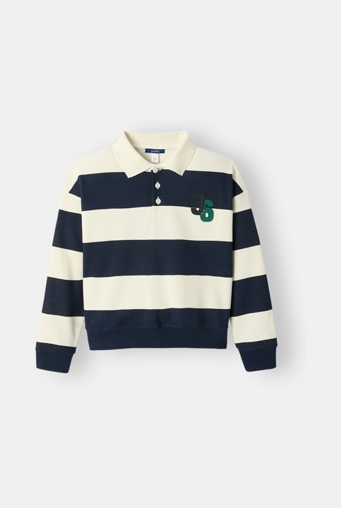 Polo rayé bleu marine garçon 1