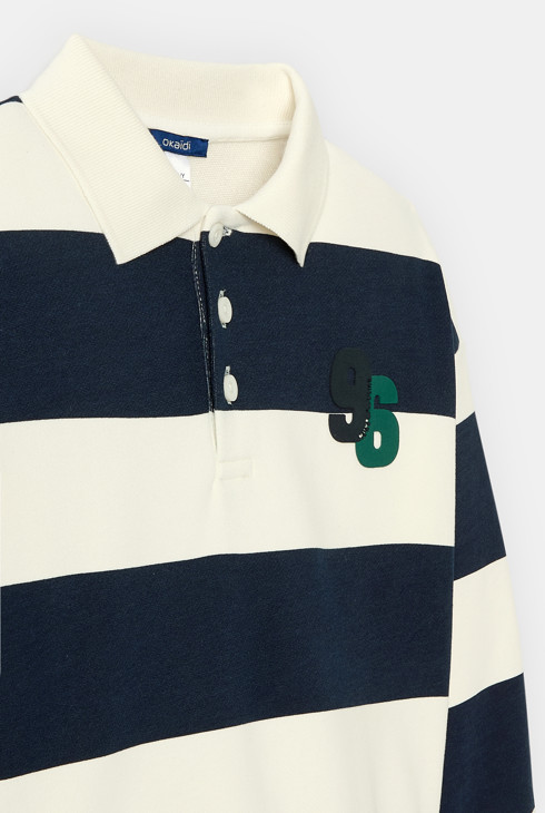 Polo rayé bleu marine garçon 2