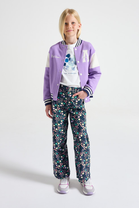 Pantalon imprimé multicolore fleuri fille 1