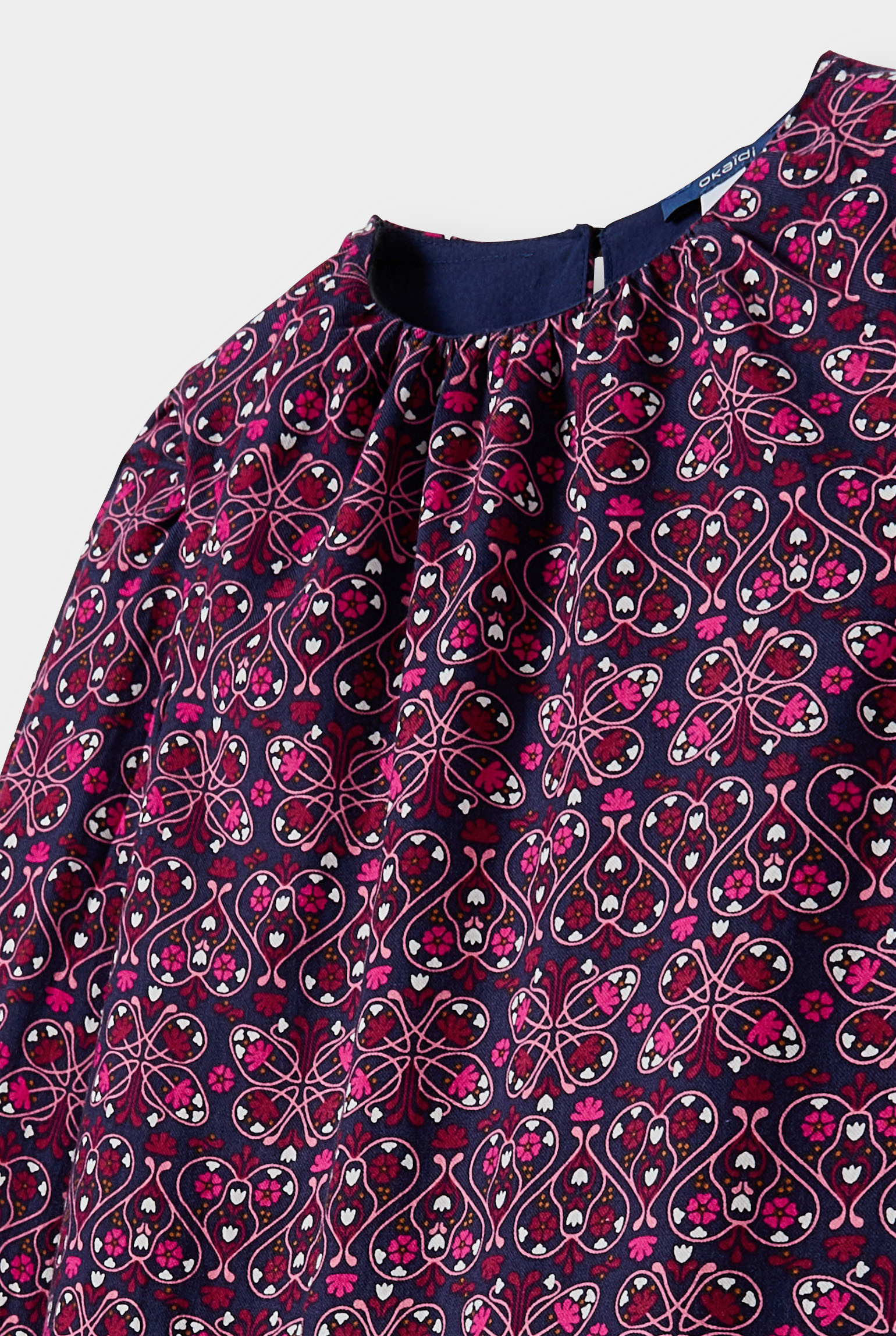 Robe imprimée beige fille - Imprimé bleu