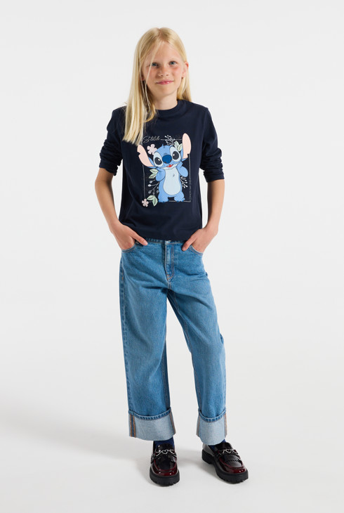T-shirt Lilo et Stitch bleu marine fille 1