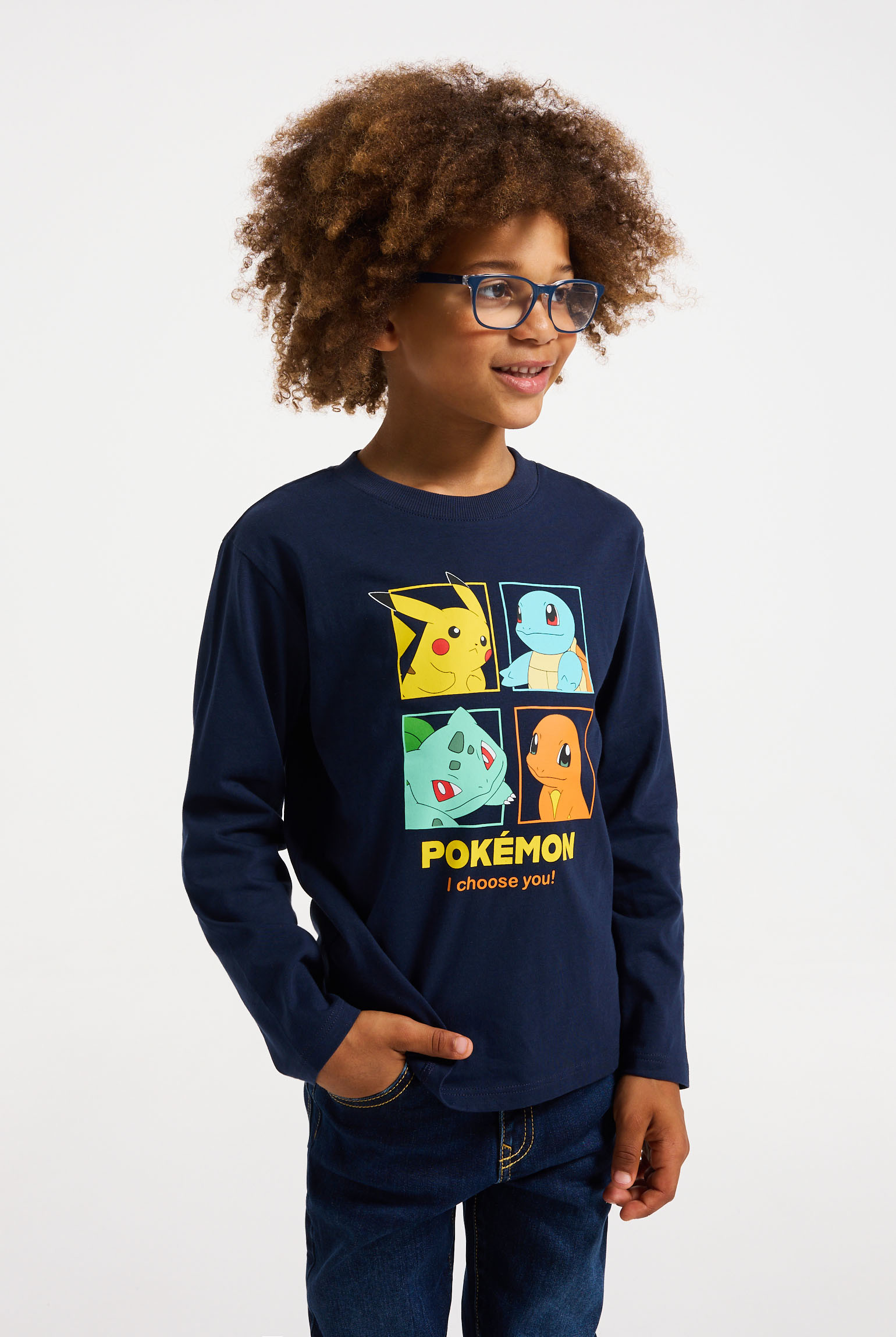 T-shirt Pokémon blanc enfant - Bleu navy