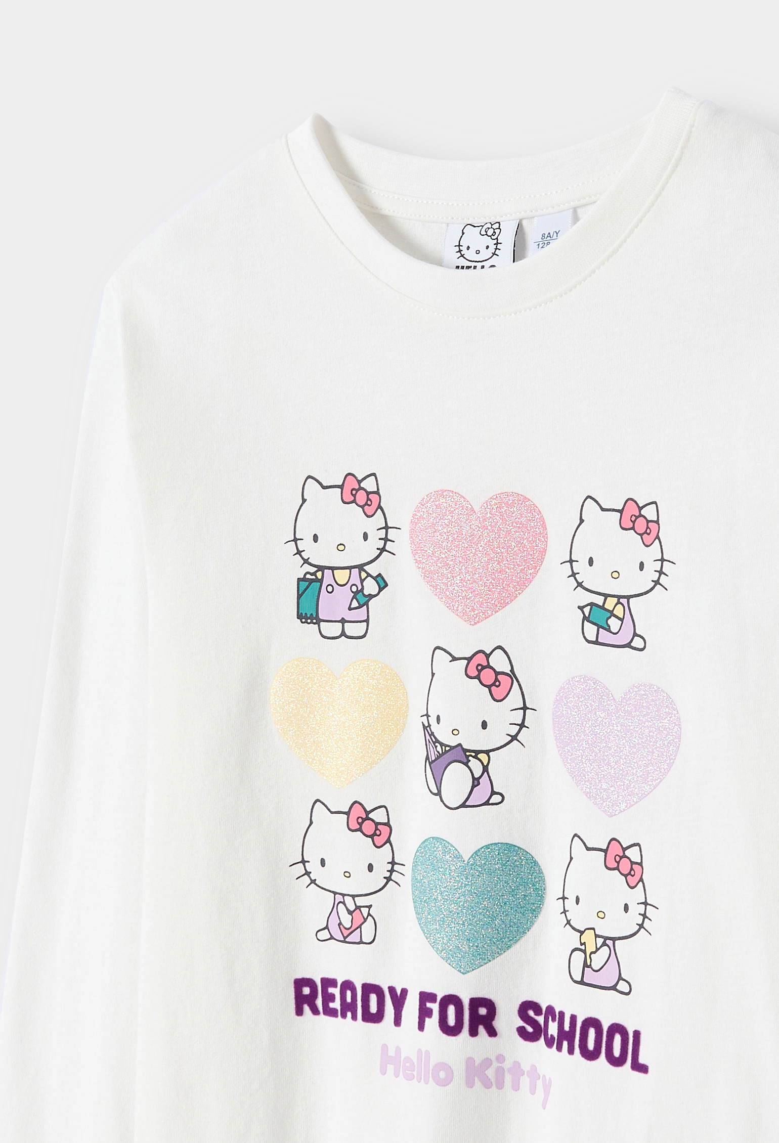 T-shirt Hello Kitty violet fille - Blanc écru