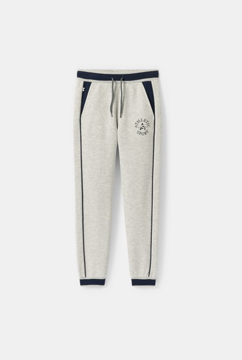 Grijze joggingbroek van fantasiebreisel voor jongens 1