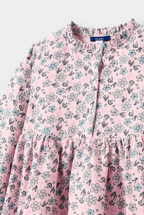 Roze jurk met bloemenprint voor meisjes 2