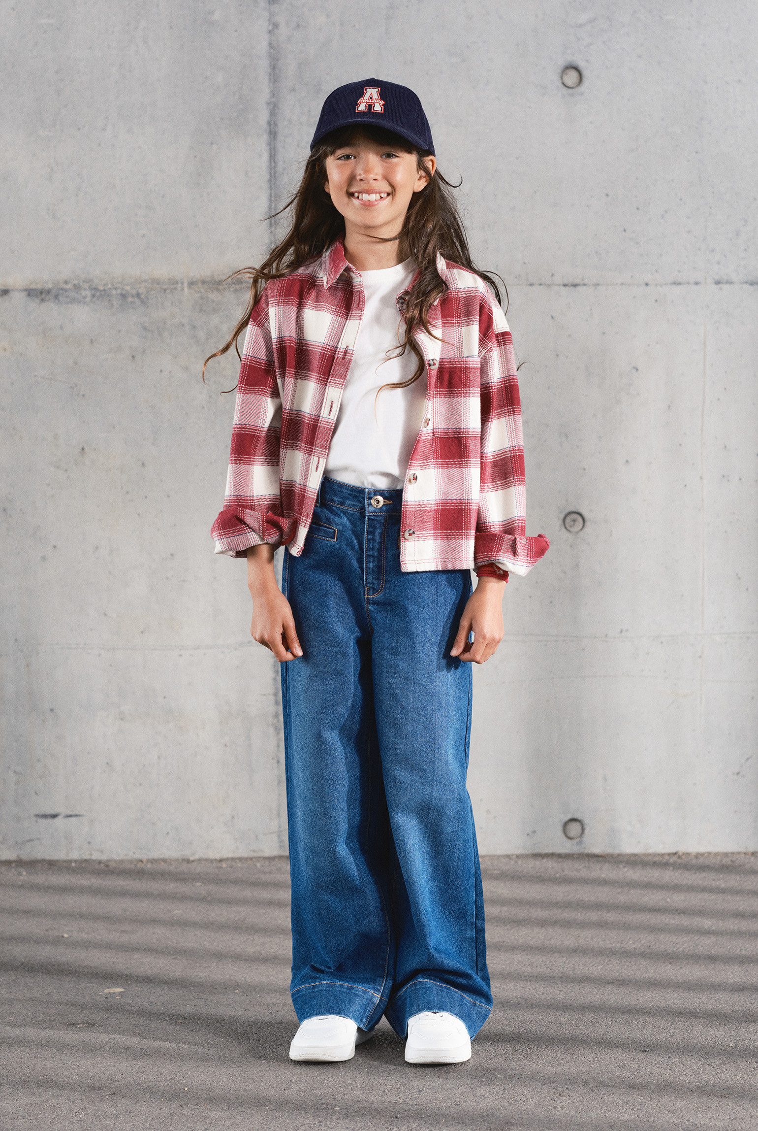 Chemise à carreaux twill rouge fille - Carreaux rose