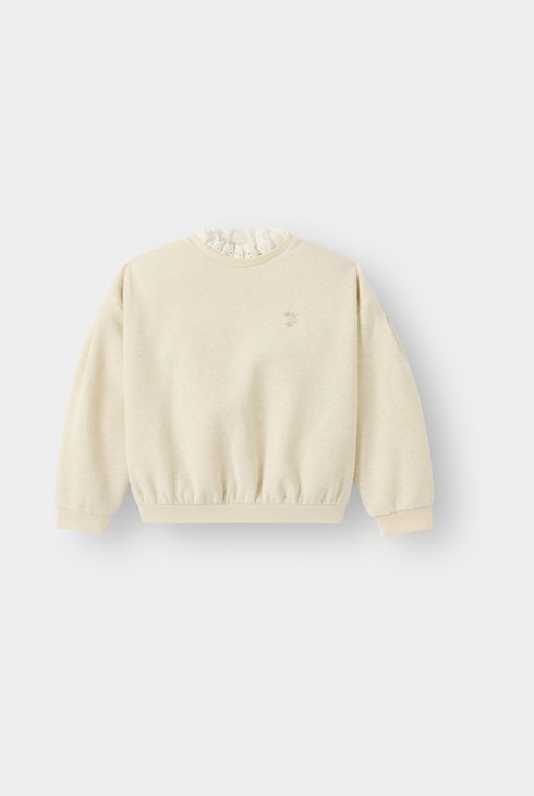 Sweat beige chiné fille 1