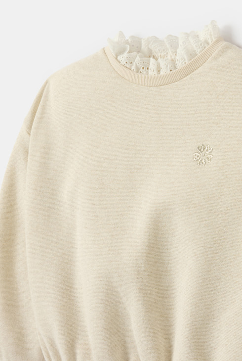 Sweat beige chiné fille 2