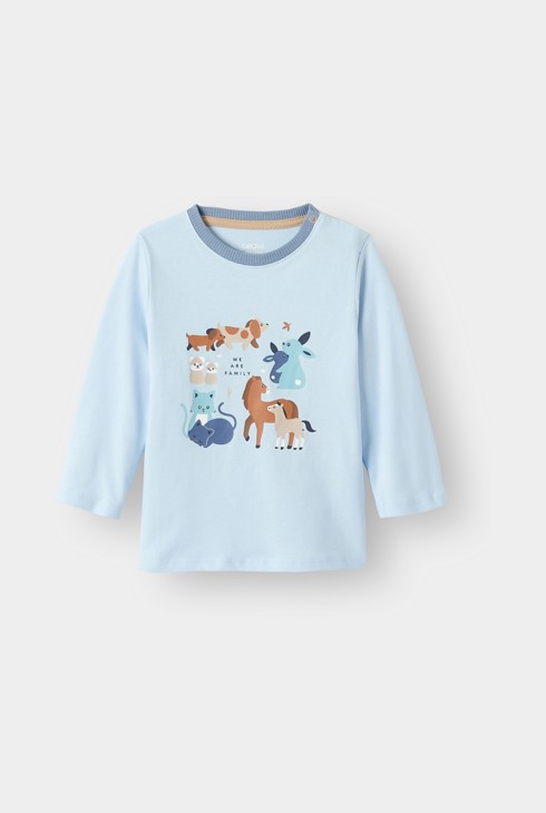 T-shirt bleu animaux bébé garçon 1