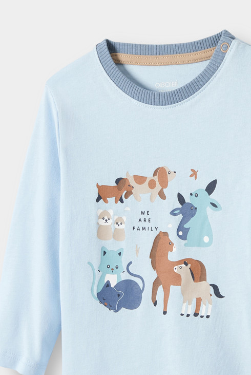 T-shirt bleu animaux bébé garçon 2