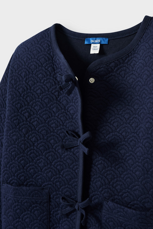 Gilet bleu avec noeud fille 2