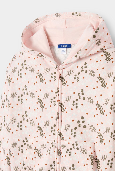 Sweat fleuri rose fille