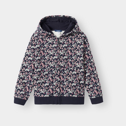 Sweat Zippé Molleton Fleuri Bleu Fille - Imprimé Bleu - 10A - OKAIDI