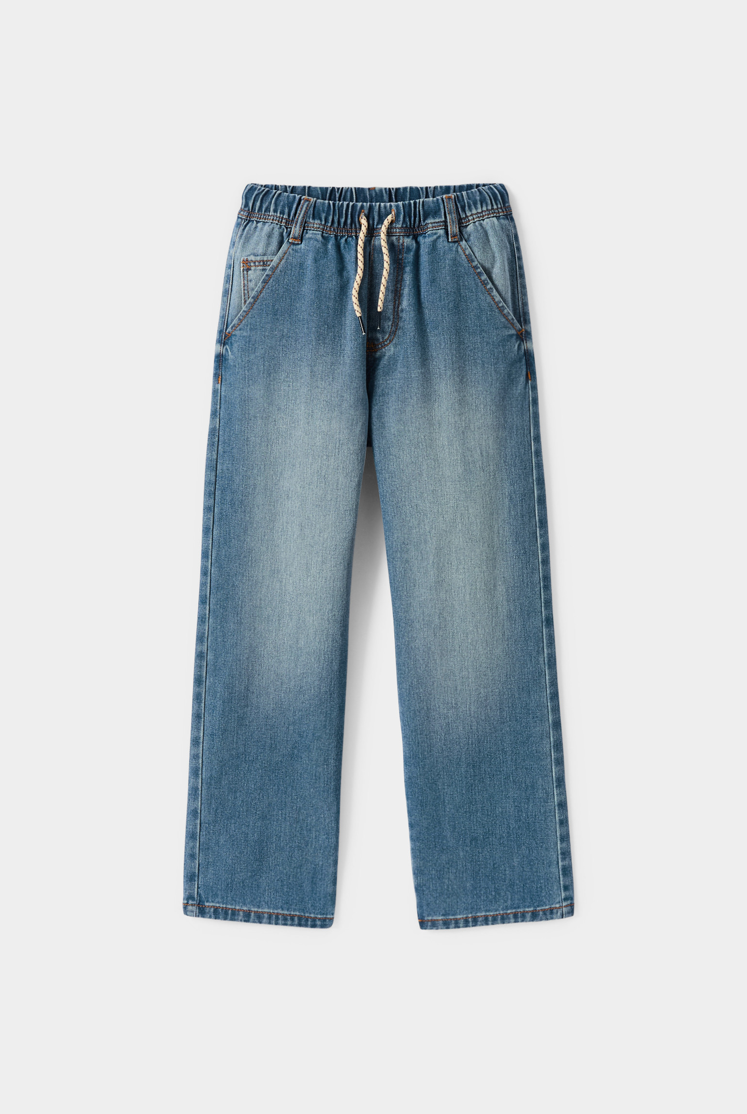 Jean large bleu garçon - Denim bleu stone