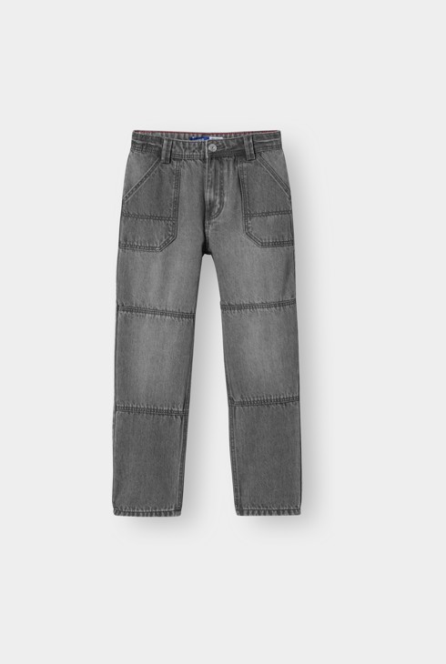 Pantalones vaqueros holgados de denim gris para niño 1